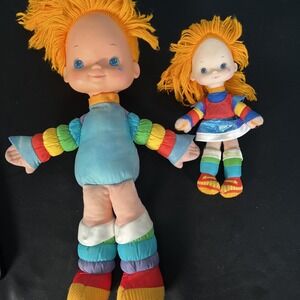 2- Vintage 1983 Hallmark Rainbow Brite Plush Yarn Hair Dolls  Mattel - 18" & 10"